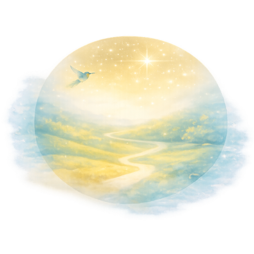 Illustration symbolisant les différents types de deuil, avec un paysage apaisant traversé par l’eau et une lumière douce.